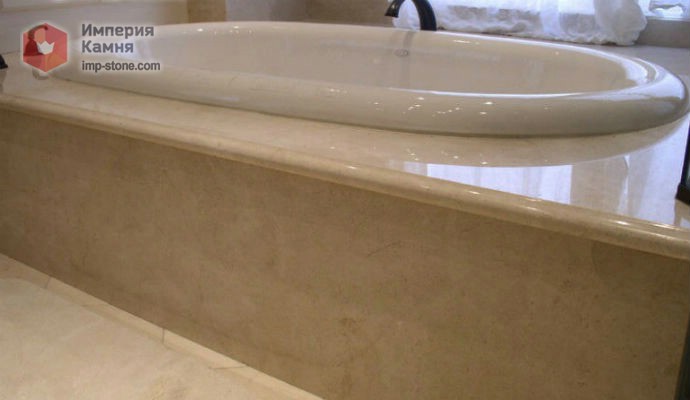 Обрамление ванной мрамор Crema Marfil